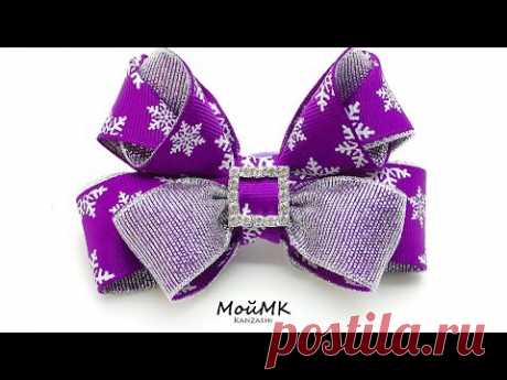 Бантик из репсовой ленты Канзаши МК DIY Hair Bow tutorial МойМК