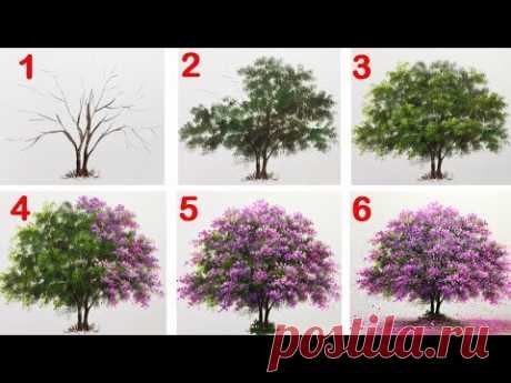 How to Paint a Tree with Acrylic lesson 14