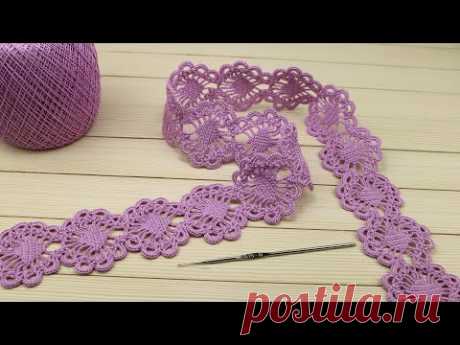 Ажурное ЛЕНТОЧНОЕ КРУЖЕВО вязание крючком мастер-класс  Crochet Tape Lace Tutorial