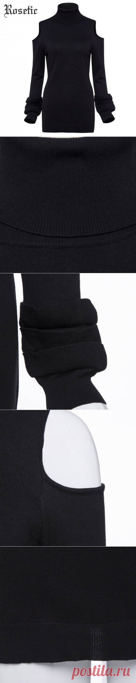 Rosetic свитер для повседневной носки черный осень тонкий Вязание Для женщин выдалбливают водолазка Модные Топы Верхняя одежда Ретро готический свитер для повседневной носки купить на AliExpress