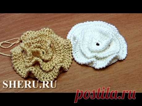 How to Crochet Ruche Petal Flower Урок 16 часть 1 Вязание крючком объемного Цветка