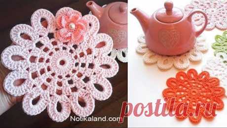 Crochet Doily EASY crochet flower doily  tutorial