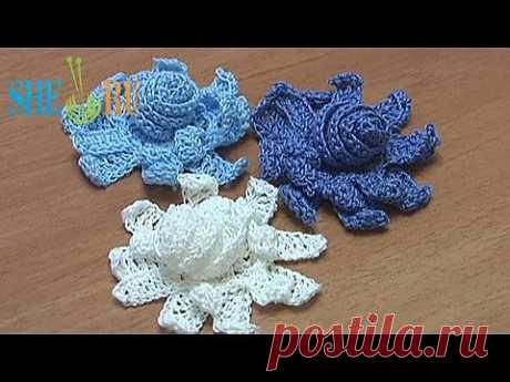 ▶ Crochet Long Petal Flower With Spiral Center Tutorial 10 - YouTube