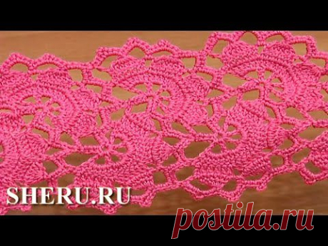 How To Crochet Wide Lace Tape Урок 7 часть 2 из 2 Техника ленточные кружева