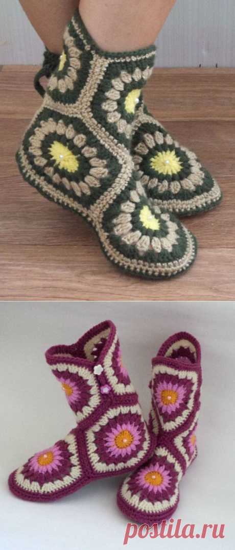 Носки: Ручная вязать socksslipper / Женская обувь по LyudmilaHandmade