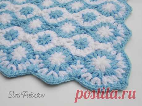 Crochet Baby Blanket Pattern. SPANISH VERSION. Stars on