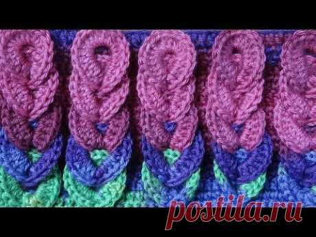 Crochet pattern Коса узор вязания крючком 40 - YouTube  Обьемная косичка вяжем крючком