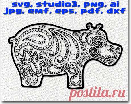 Hippo Zentangle svg mandala files cuttable Cricut Design