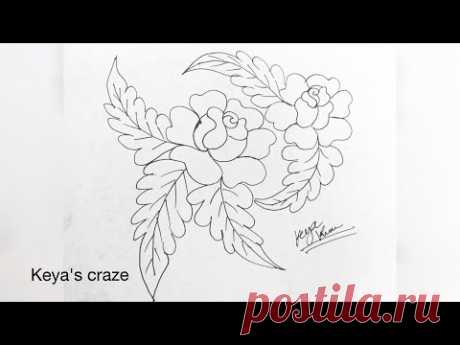 Hand embrodiary design | How to draw a rose easily for hand embroidery |113