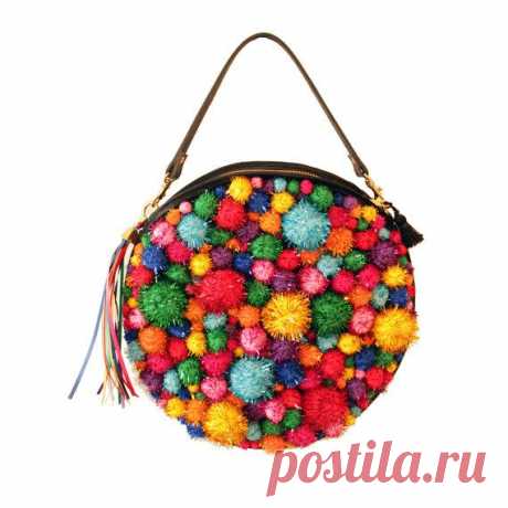 Sparkly Rainbow Pom Pom Round Handbag от LunaontheMoon на Etsy