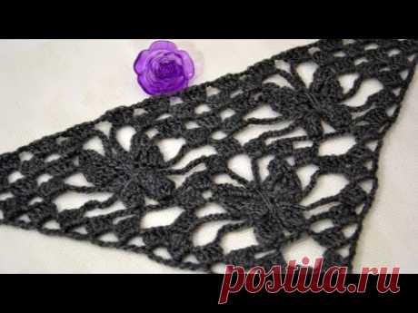 Узор для шали &quot;Ночные бабочки&quot;. Crocheted Night butterfly shawl