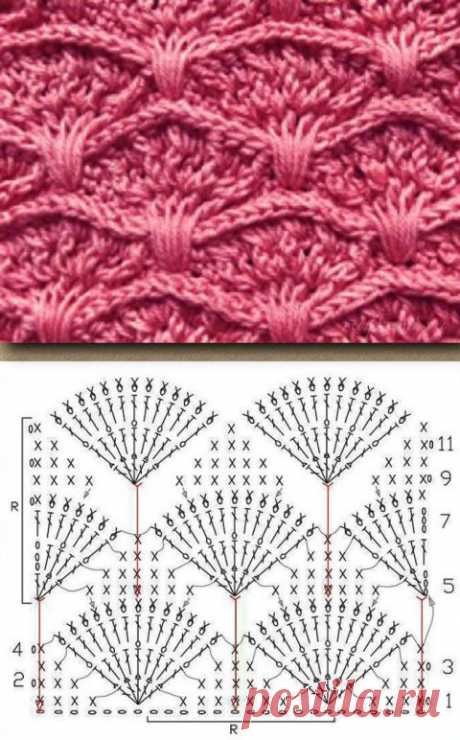 Ажурные ракушки крючком 60 схемы вязания, что связать узором ракушки