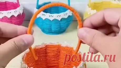 Чудесные корзинки из бумажных стаканчиков и ниток🧶