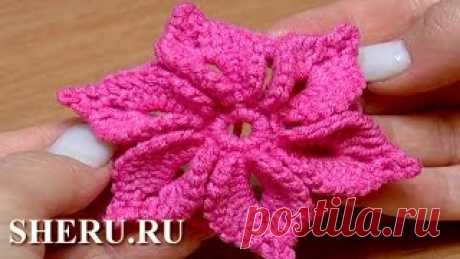 Объёмный цветок из квадратов Volumetric flower of squares Crocheting. Уроки вязания на видео