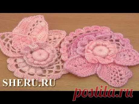 Crochet Floral Scrumble Урок 4 часть 1 из 2 мотив в технике фриформ