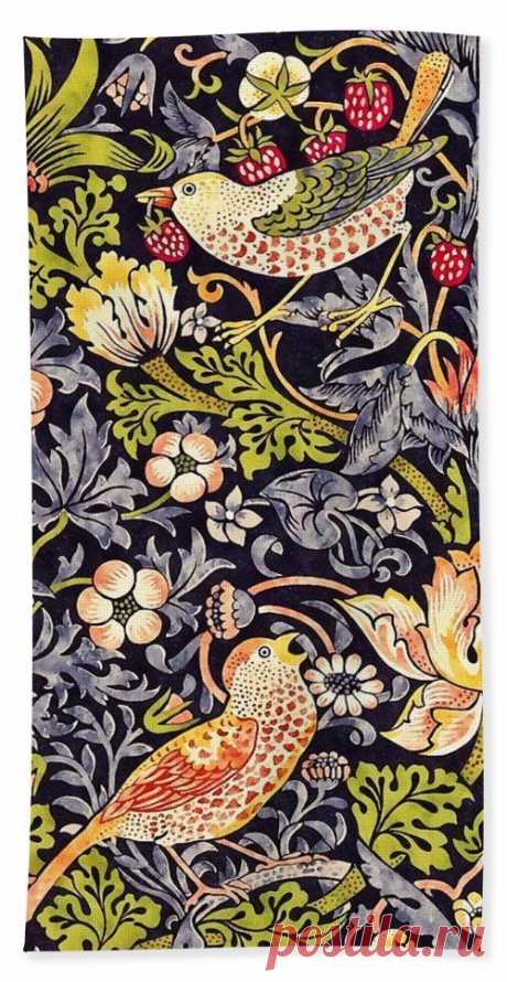 Strawberry Thief Bath Towel for Sale by William Morris