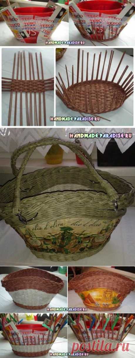 Плетение сумки из газетных трубочек - Handmade-Paradise
