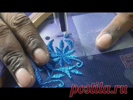 Machine Embroidery Work on and engagement gown - YouTube