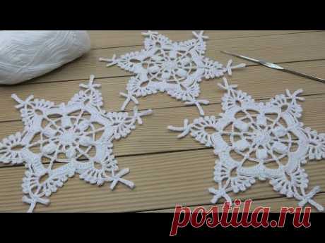 Милая СУПЕР СНЕЖИНКА вязание крючком МАСТЕР-КЛАСС  How to crochet snowflake - Pattern for free