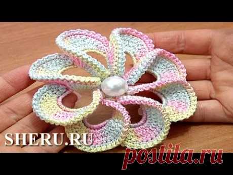 Crochet Spiral Petal Flower Tutorial 56 Как вязать цветок крючком - YouTube