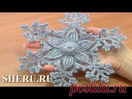 Crochet Snowflake Ornament Урок 8 часть 2 из 2  Ажурная сказочная снежинка