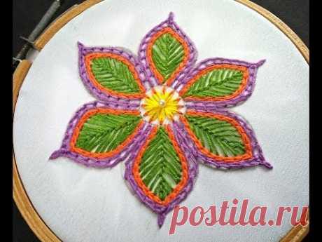 Hand Embroidery | Fantasy Flower Embroidery | How To Make Flower Embroidery Tutorial For Beginners