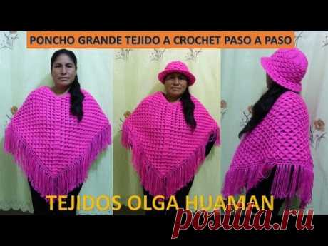 Poncho grande tejido a crochet paso a paso - TEJIDOS OLGA HUAMAN