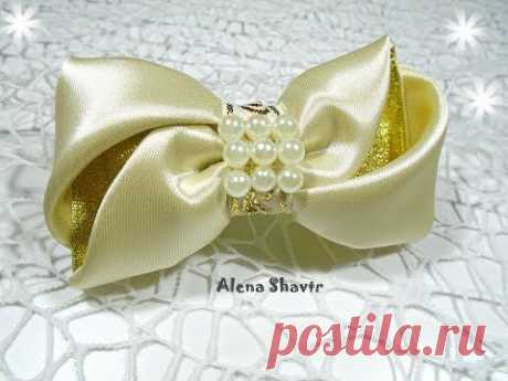 Стильный бантик из атласной ленты 5 см МК Alena Shavtr / Stylish bow from satin ribbon 5 cm DIY