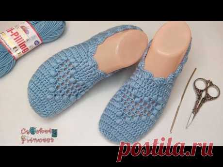 كروشيه طريقة عمل سليبر (لكلوك)علي شكل قلب Crocheted Socks