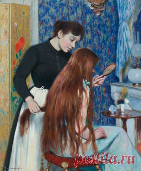 Brushing Her Hair created by Italian impressionist painter Federico Zandomeneghi.