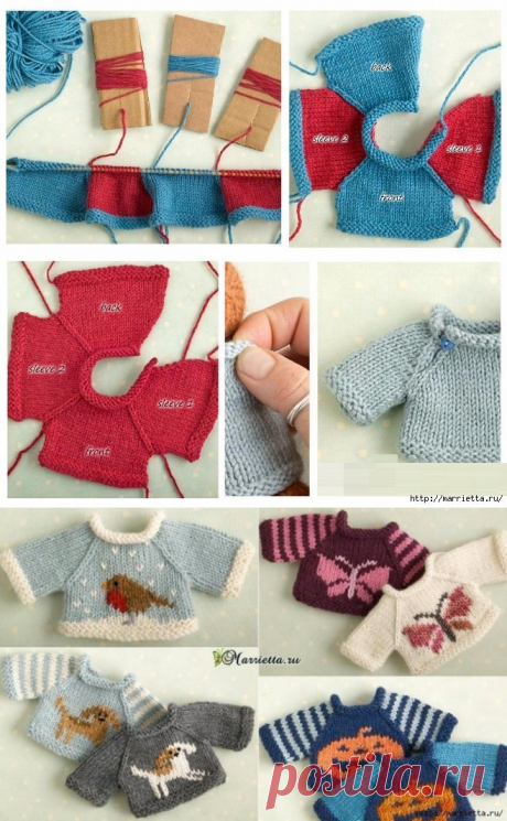 Вязание спицами свитеров для кукол. Схемы вязания.