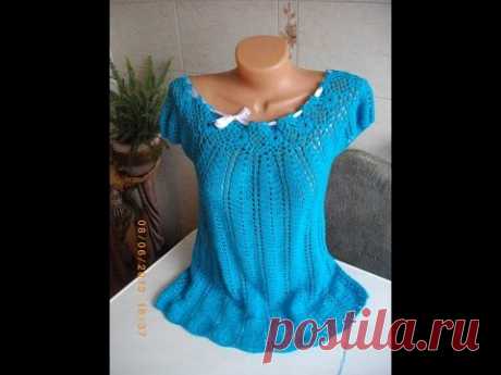 Платье (туника) крючком // Knit crochet dress // Women's knitting