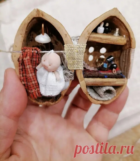 Мир внутри орешка. Невероятные кукольные домики внутри грецких орехов делает мастерица из Архангельска - Сам себе мастер - медиаплатформа МирТесен