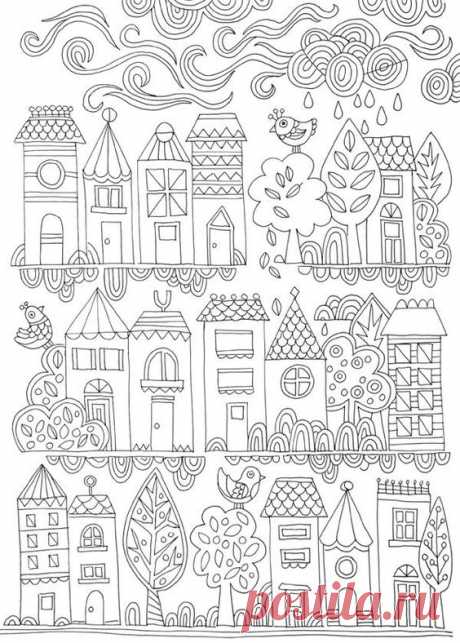 Lámina para colorear // Free adult colouring page. Illustrated by Lisa Tilse…