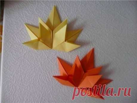 Осеннее оригами: кленовые листья | Рукоделие