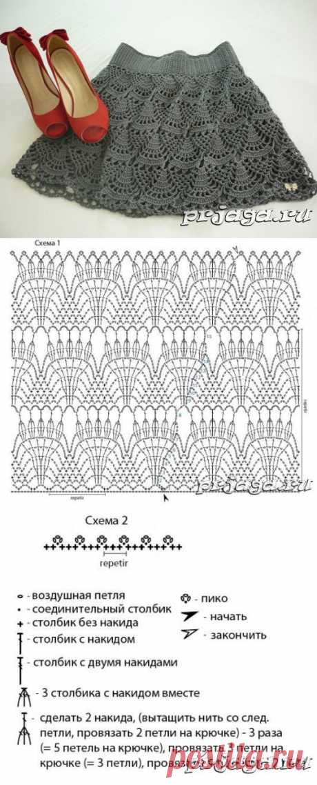 Юбка вязаная крючком, простая схема