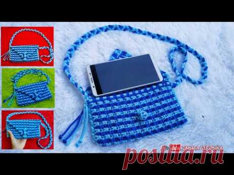 Tutorial Dompet Motif Strip || Macrame - Paracord - YouTube Мастер класс по изготовлению футляра для моб. телефона.  Канат Kur - синий + 13 x 200 см + 1 x 250 см (для длинной веревки / ручки) - голубой + 13 x 200 см + 1 x 100 см (для креста). ) + 2 х 250 см (для длинного ремешка / ручки).  Размер готового изделия:17 см. х 10 см.