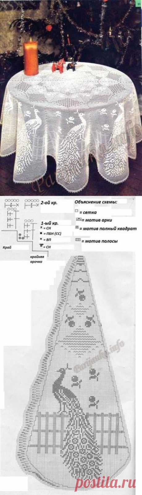 Скатерть &quot;Павлин&quot; крючком