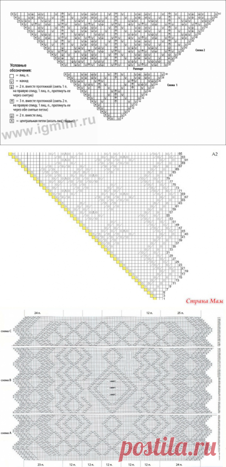 Вязание спицами оренбургских платков схемы: 26 тыс изображений найдено в Яндекс.Картинках