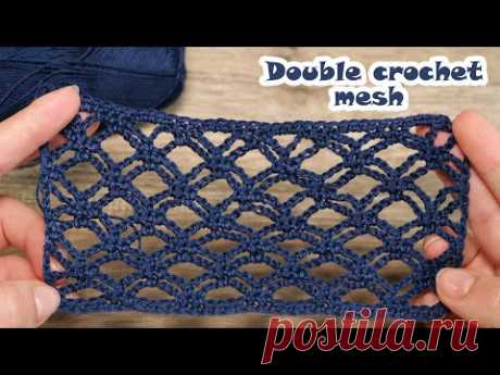 Double crochet mesh 💙 Двойная сетка крючком