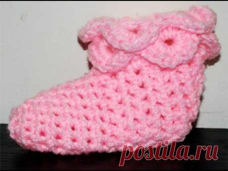 Crochet Crocodile Stitch Booties, Toddler Size Part I