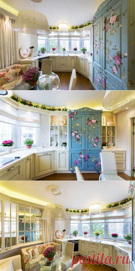 Дизайн кухни в стиле прованс с цветочными мотивами