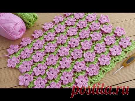 ЦВЕТОЧНЫЙ УЗОР КРЮЧКОМ вязание для начинающих EASY Beautiful Flower Pattern Crochet