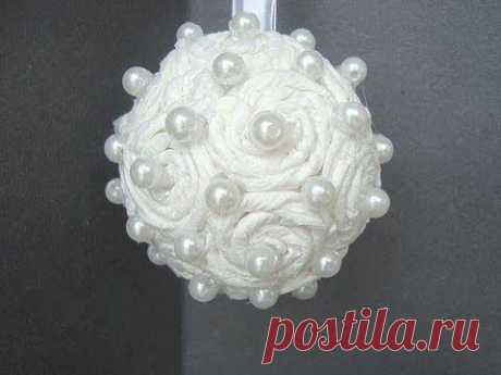 Paper Towel covered FLOWER BALL, topiary,  christmas ornament, bridal, wedding decor