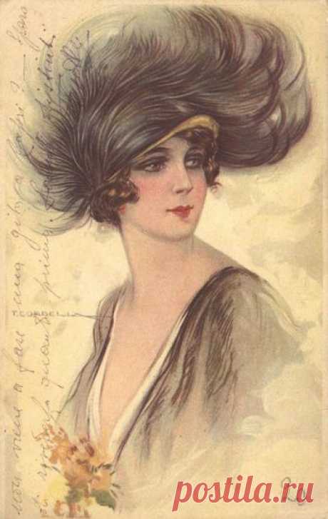 Dama elegante - Elegant lady | Vintage postcard | Fra Coraggio | Flickr