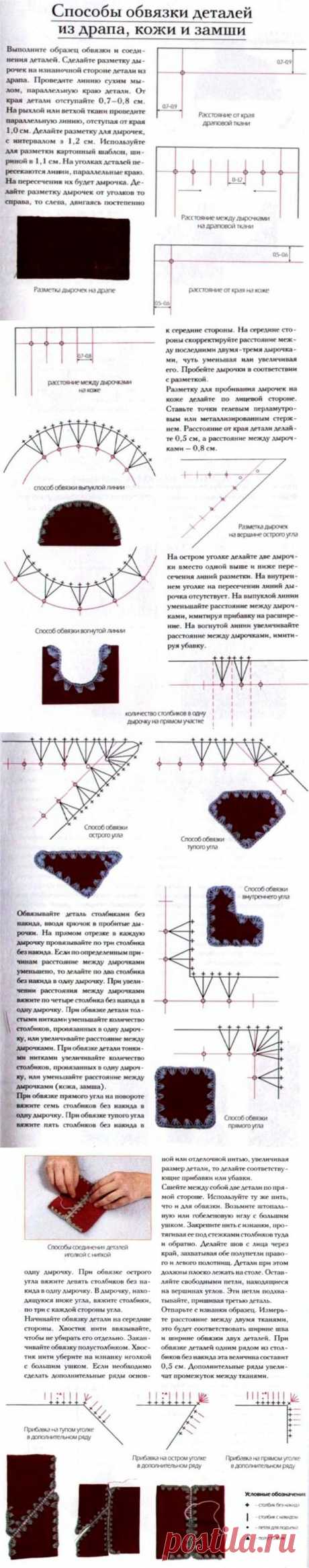 СПОСОБЫ ОБВЯЗКИ ДЕТАЛЕЙ ИЗ ДРАПА, КОЖИ, ЗАМШИ: Дневник группы «ВЯЖЕМ ПО ОПИСАНИЮ»: Группы - женская социальная сеть myJulia.ru