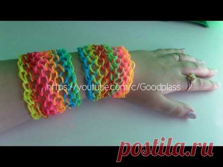 Плетение широкого браслета из резинок Rainbow Loom. Чешуя дракона.