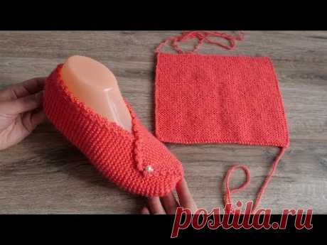 Тапочки из прямоугольников спицами | Rectangleslippers knitting pattern
