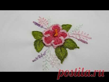 How to embroider a hibiscus flower The Scarlet Flower