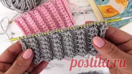 Объемный рельефный узор-резинка спицами для вязания шапок, снудов, кардиганов, свитеров